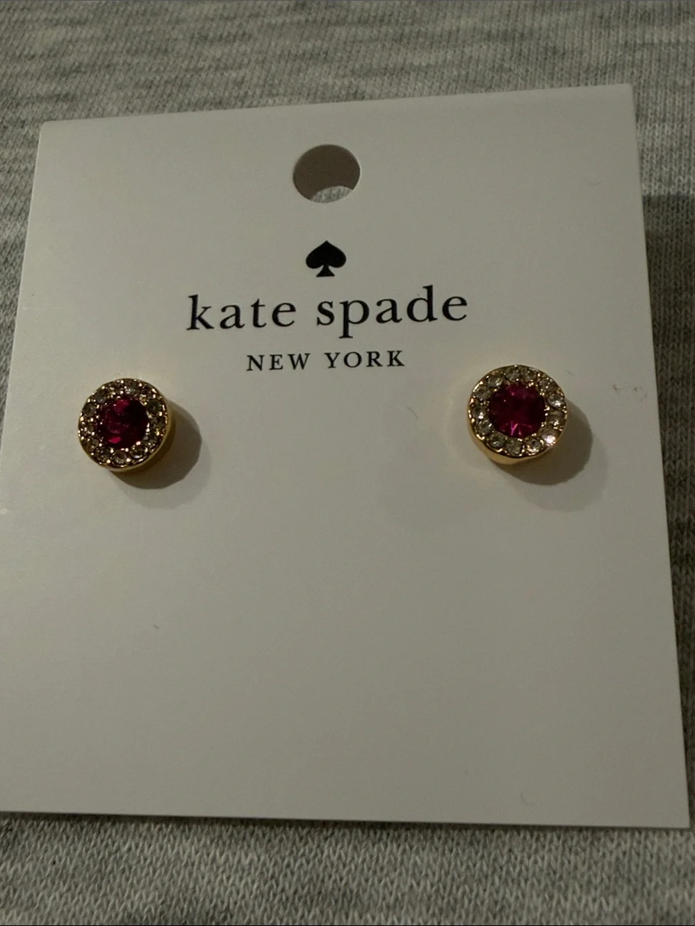 kate spade You're A Gem Fuchsia Pave Halo Studs/NWT